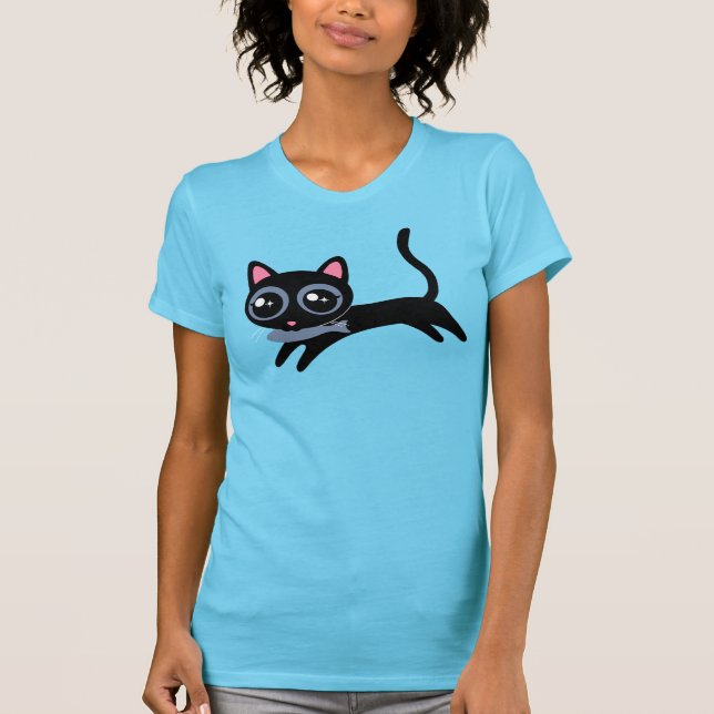 Söt liten katt med fisk t shirt (Framsida)