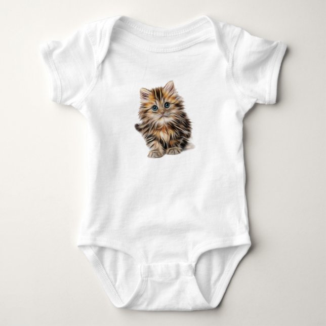 Söt Liten Katt T Shirt (Framsida)