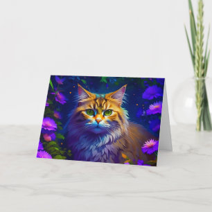 Söt Liten Katt Tänker På Dig Kort