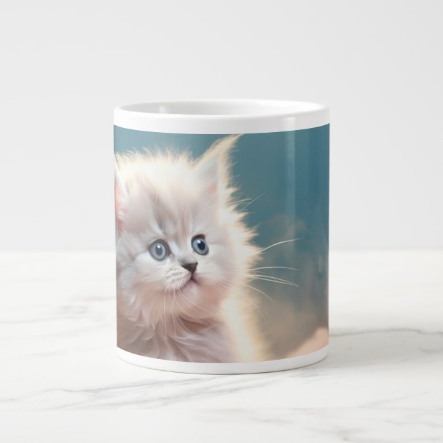 Söt liten kattunge. Extra stor kaffemugg  Jumbo Mugg (Framsidan)