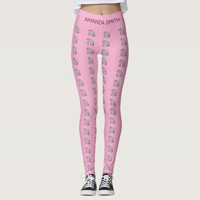 Söt liten kenyansk zebra-mönster födelsedag rosa leggings (Framsida)
