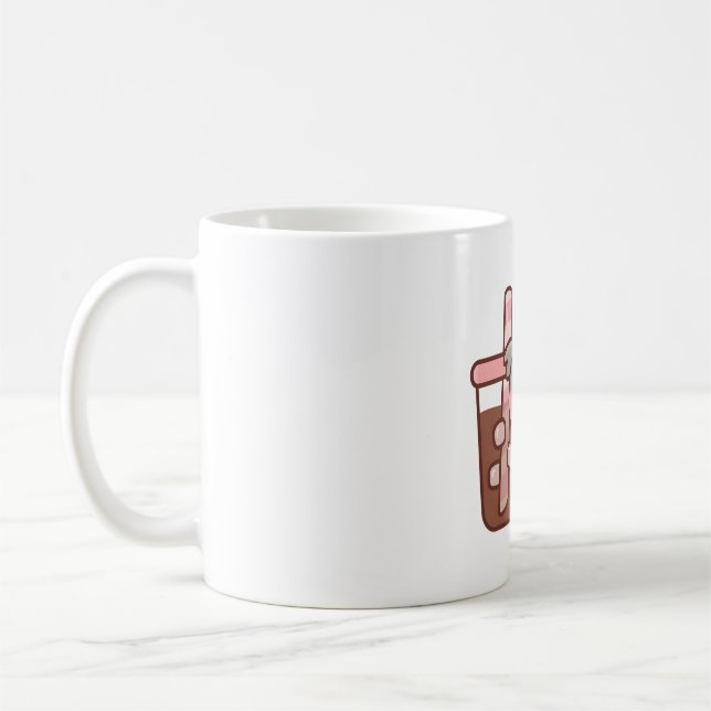 Söt liten koalabjörn som kramar om iskaffe kaffemugg (Vänster)
