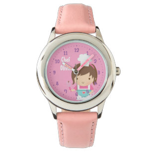 Söt liten kock bagare flicka personlig armbandsur