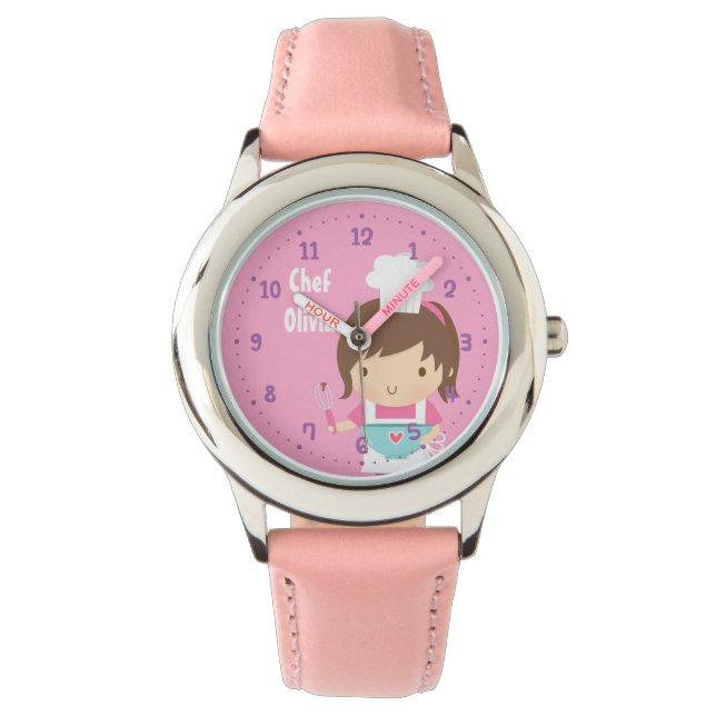 Söt liten kock bagare flicka personlig armbandsur (Framsida)