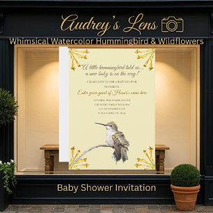 Söt liten kolibri Blomsterträdgård Baby Shower Inbjudningar