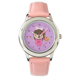 Söt liten konstnärsmålare flicka armbandsur