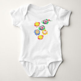 Söt liten kvitter tecknad kycklingar baby bodysuit t shirt