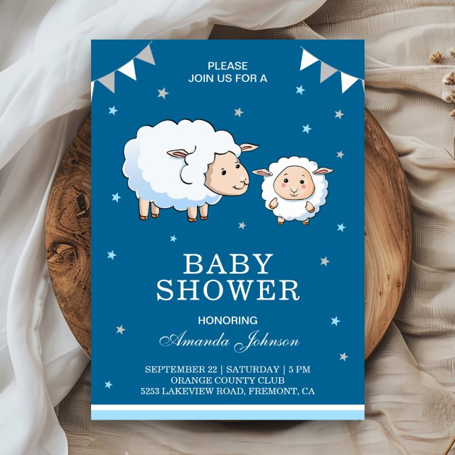 Söt Liten Lamm Baby Shower Inbjudningar (Skapare uppladdad)