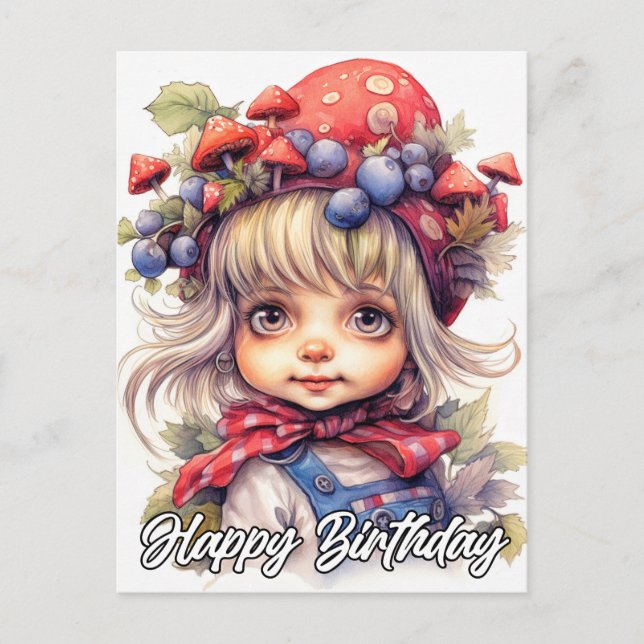 Söt liten landsgårdsflicka vykort (Framsida)