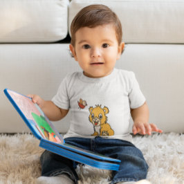 Söt liten lejon med fågel t shirt
