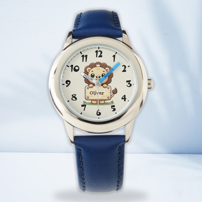 Söt liten lejon med namn skylt armbandsur (Skapare uppladdad)