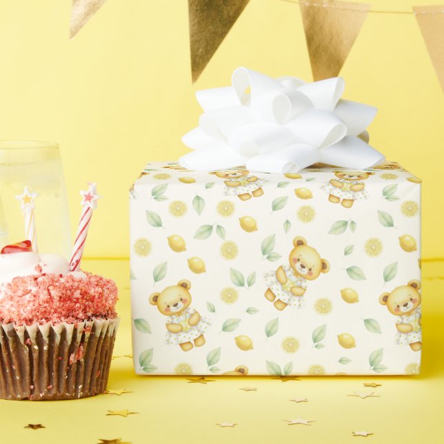 Söt Liten Lemongris och Lemonad Sömlöst Mönster Presentpapper (Födelsedagsfest)