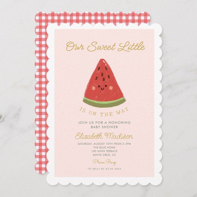 Söt Liten Melon är På väg Baby Shower Inbjudningar (Skapare uppladdad)