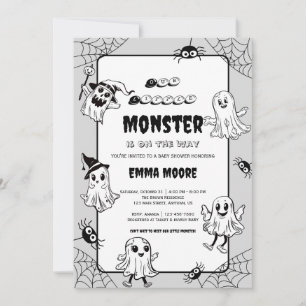Söt liten monster-barnkalasillustration inbjudningar