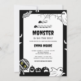 Söt liten monster-barnkalasillustration inbjudningar