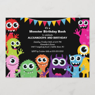 SÖT Liten Monster Bash Födelsedagsfest Inbjudningar