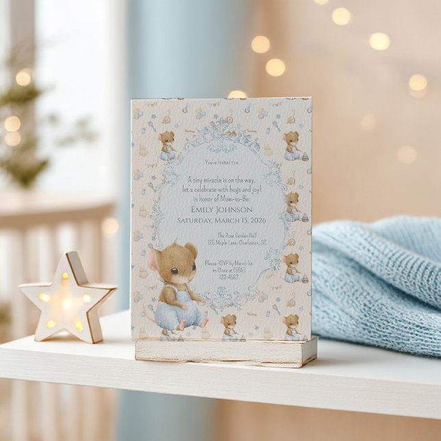 Söt Liten Mus Bebis Shower Inbjudan (Skapare uppladdad)