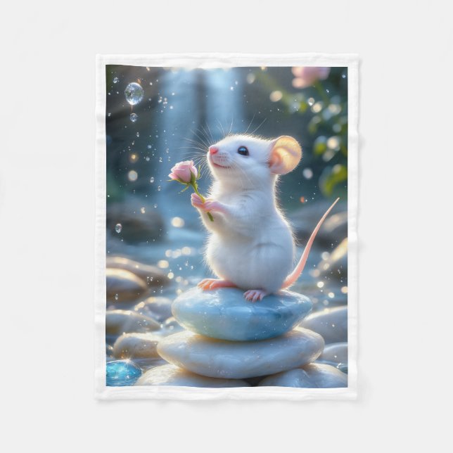 Söt liten mus Sherpa-kastmattan Fleecefilt (Framsidan)