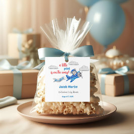 Söt liten Nalle i Himmel Baby Shower Fyrkantigt Klistermärke