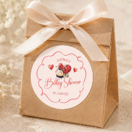 Söt liten nyckelpiga baby shower runt klistermärke