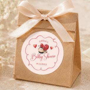 Söt liten nyckelpiga baby shower runt klistermärke