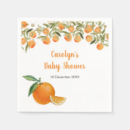 Söt liten orange baby shower servett
