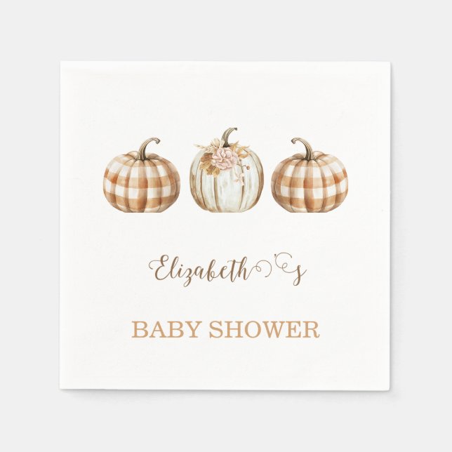 Söt liten orange pumpa för baby shower  pappersservett (Framsidan)