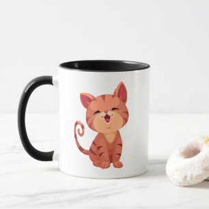 Söt liten orange tabby tiger kattunge katt mamma mugg