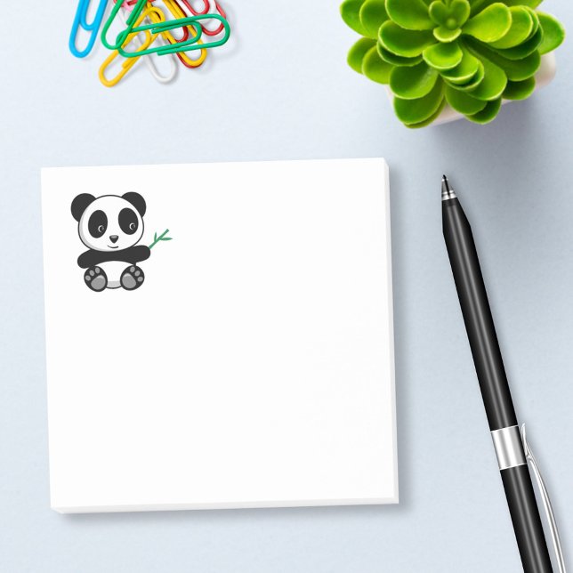 Söt Liten Panda med en Bambu Pinne Post-it Block (Skapare uppladdad)