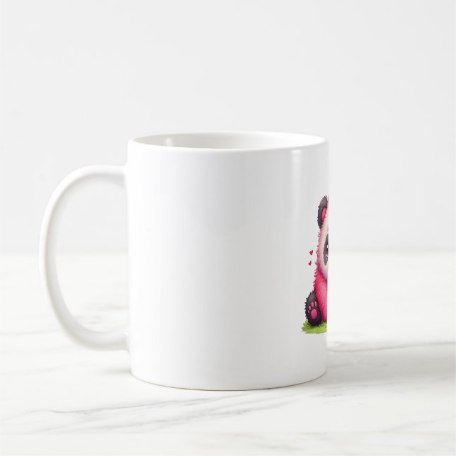 Söt Liten Panda med Jordgubbe  Kaffemugg (Vänster)