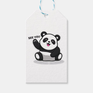 söt liten panda presentetikett