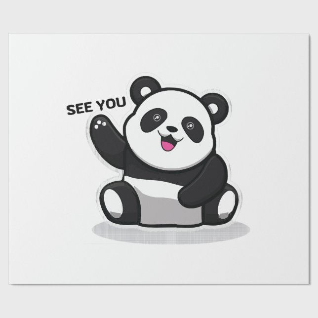 söt liten panda presentpapper (Platt)