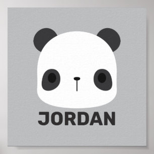 Söt liten pandabjörn med personligt namn poster