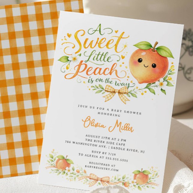 Söt liten persika baby shower inbjudan (Skapare uppladdad)