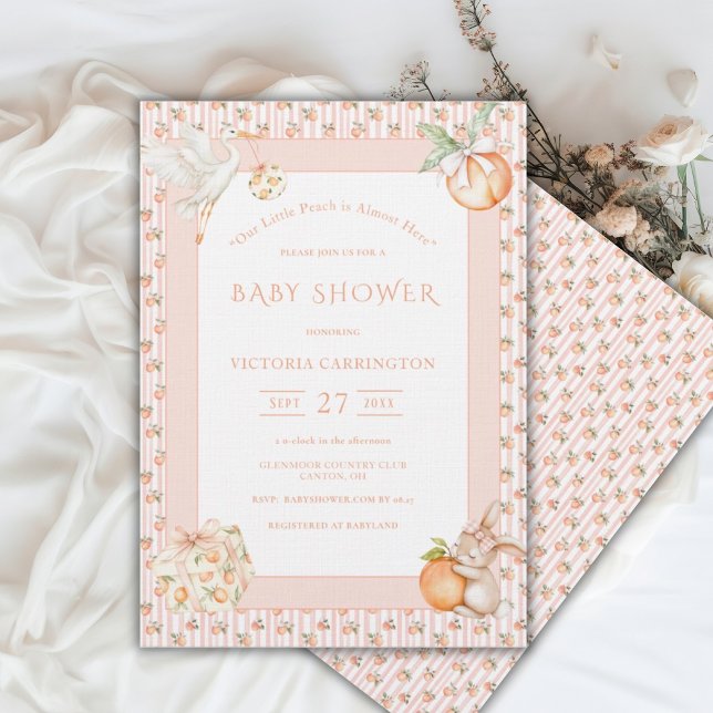 Söt liten persika-baby shower inbjudningar (Skapare uppladdad)