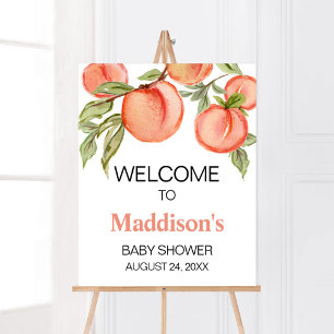 Söt liten persika Baby Shower Välkomstskylt Poster