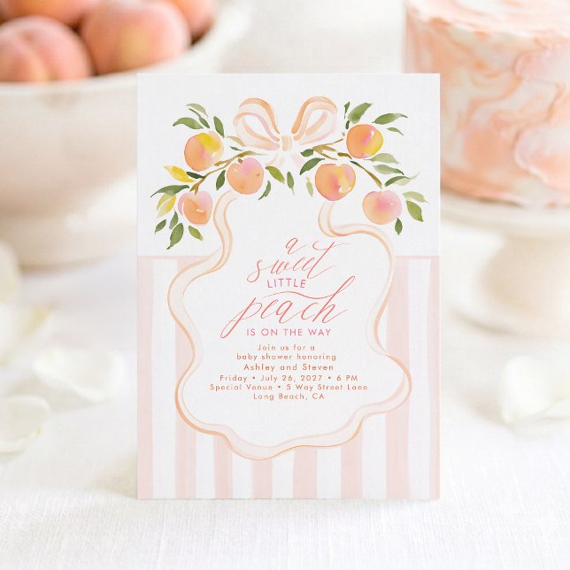 Söt liten persika bebisfest inbjudan (Peach Baby Shower Invitations)