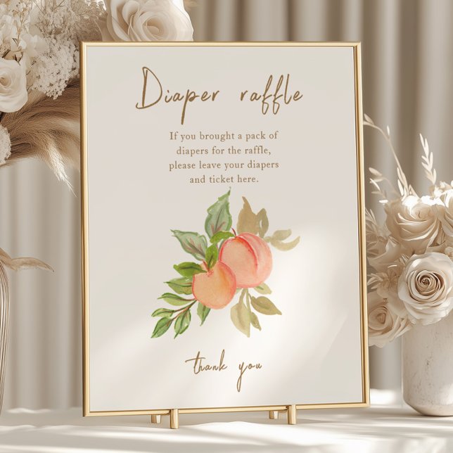 Söt liten persikofrukt, babyskor Diaper Raffle Poster (Skapare uppladdad)