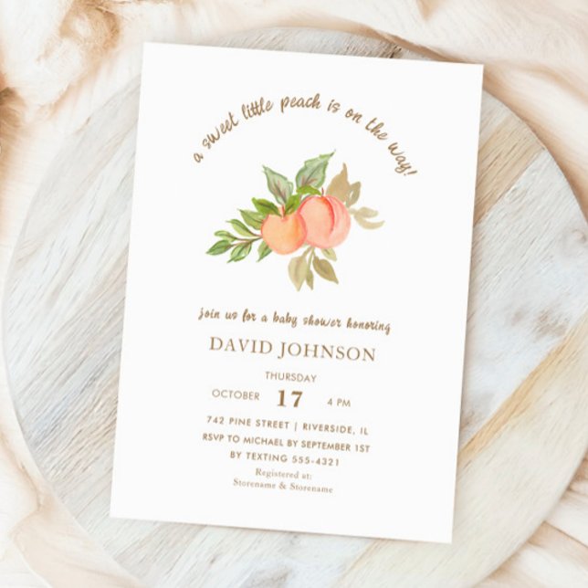 Söt liten persikofrukt, babyskor inbjudningar (Skapare uppladdad)