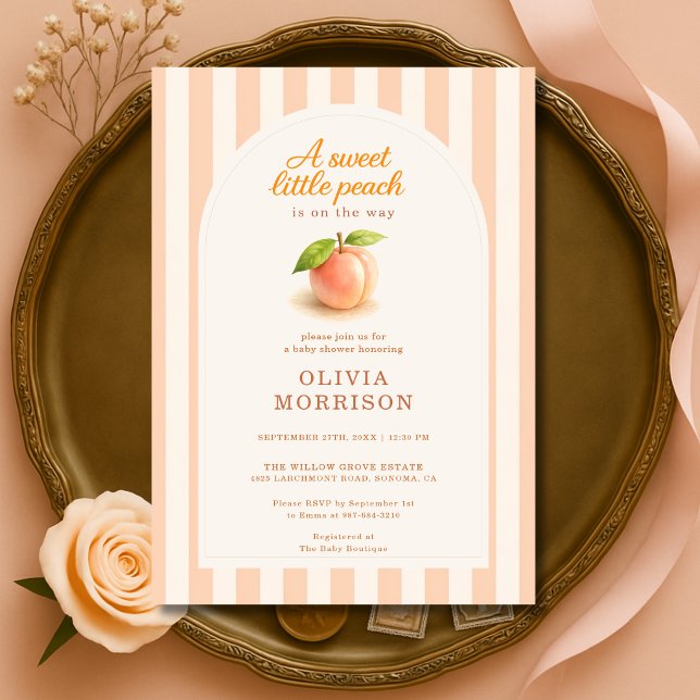 Söt liten persikorandig baby shower inbjudningar (Skapare uppladdad)