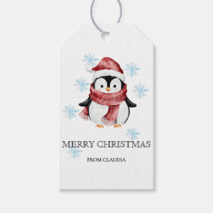 Söt liten pingvin personlig julpresent presentetikett