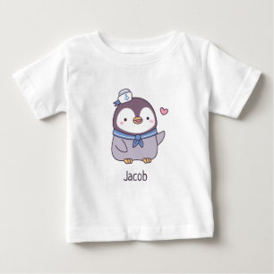 Söt liten pingvin sjöman besättning Personligt nam T Shirt