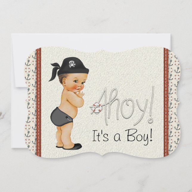 Söt liten piratbebis Baby Shower Inbjudningar (Framsida)