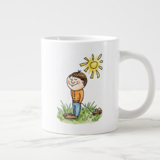 Söt liten pojke med leksongsbil specialmugg jumbo mugg