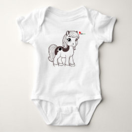 Söt Liten Pony Chibi-Häst Baby-Body T Shirt