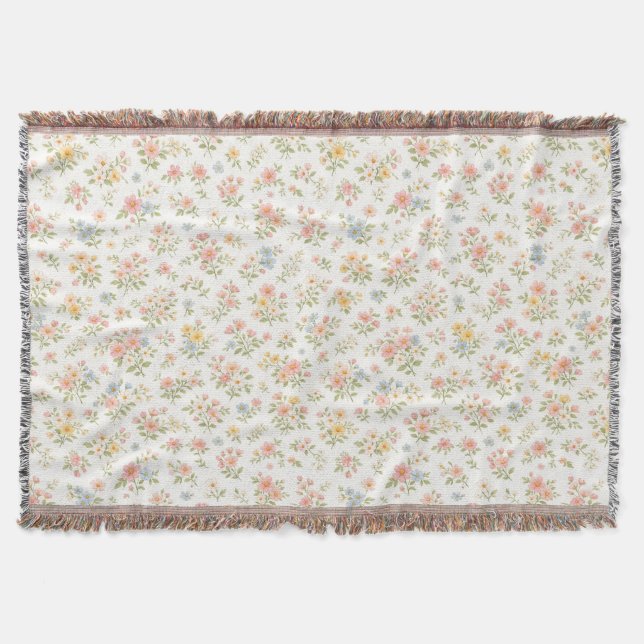 Söt liten prickig blommig sömlös mönster filt (Framsidan)