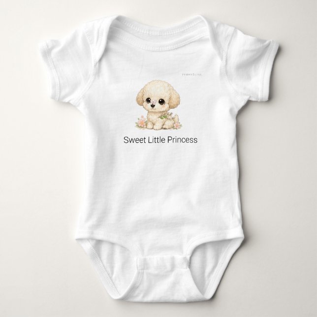Söt Liten Prinsessa Chibi Leksakspudel Valp T Shirt (Framsida)