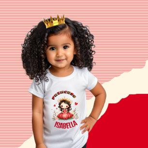 Söt liten prinsessa med röd klänning t shirt