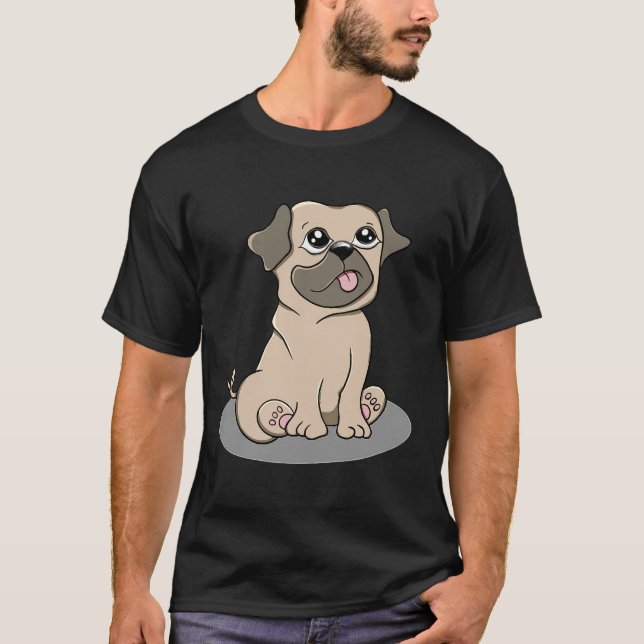 Söt liten pug Klassisk  221 T Shirt (Framsida)