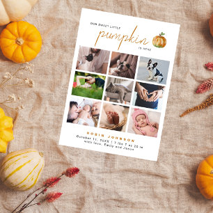 Söt Liten Pumpa 9 Foto Collage Baby Shower Tack Kort